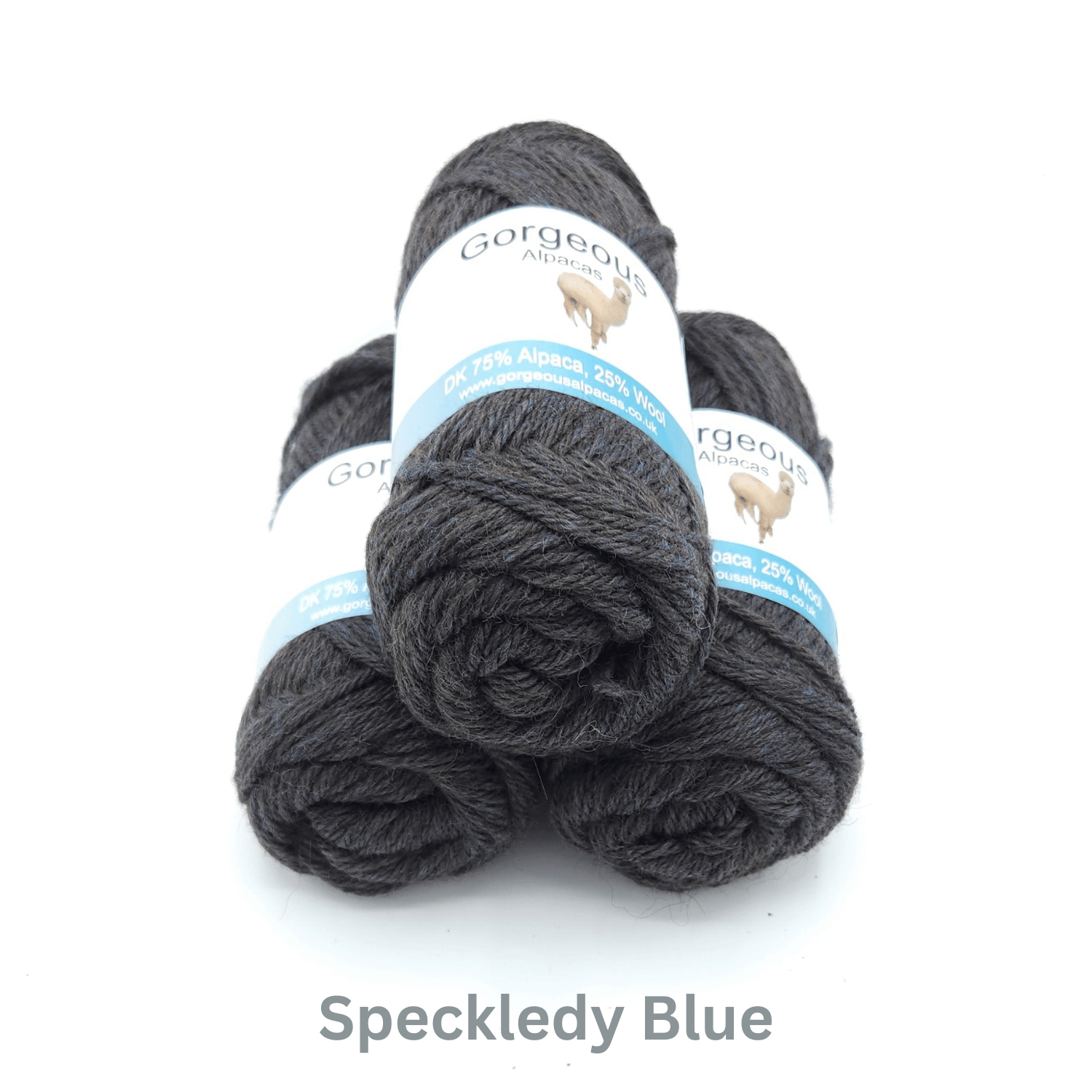 DK alpaca wool from British and Irish farms shown here in Speckledy Blue