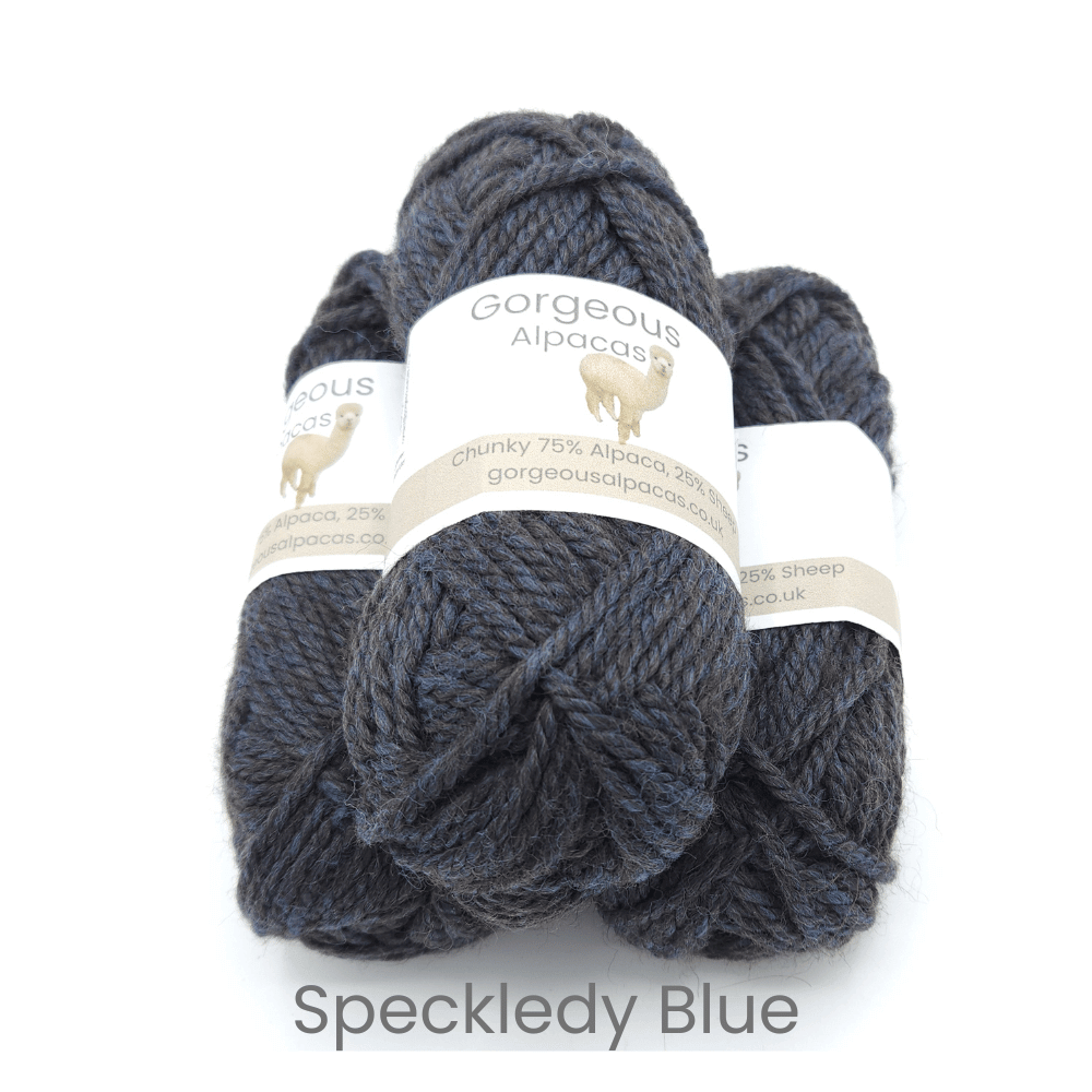 Chunky alpaca wool from British and Irish farms shown here in Speckledy Blue