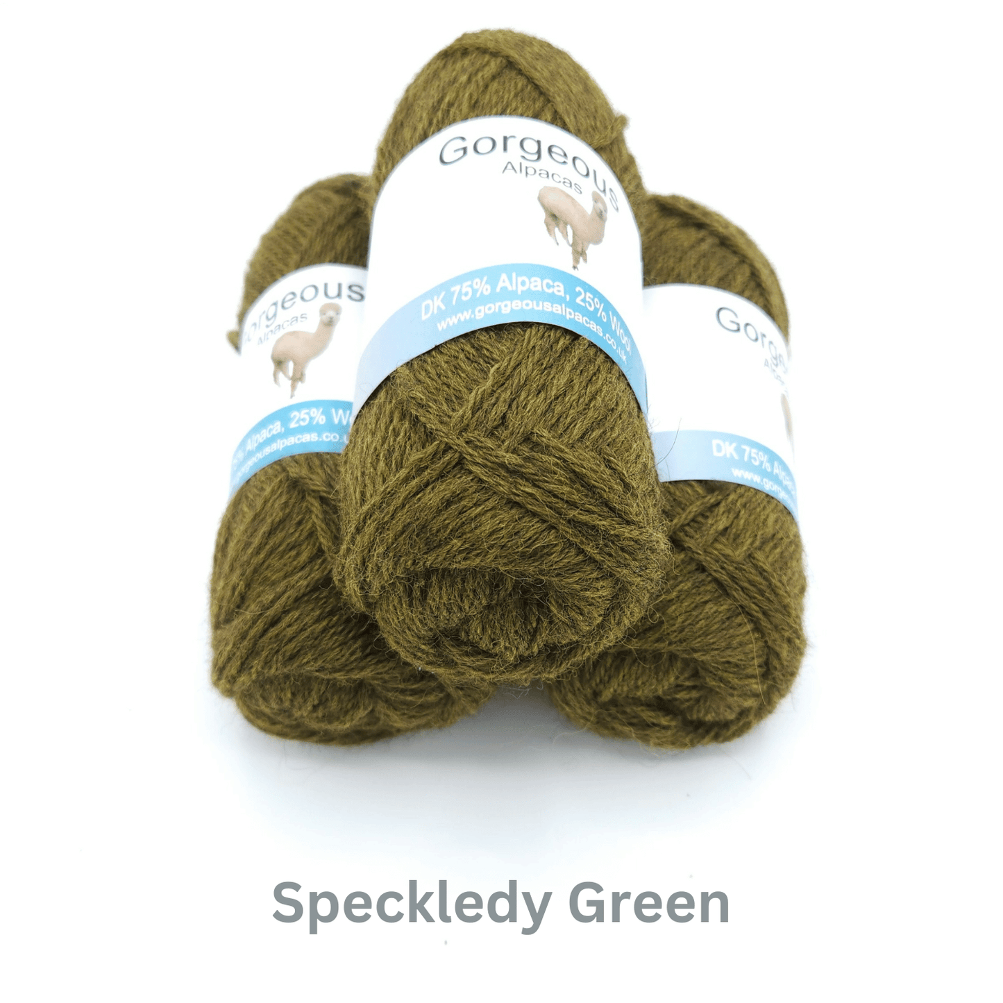 DK alpaca wool from British and Irish farms shown here in Speckledy Green