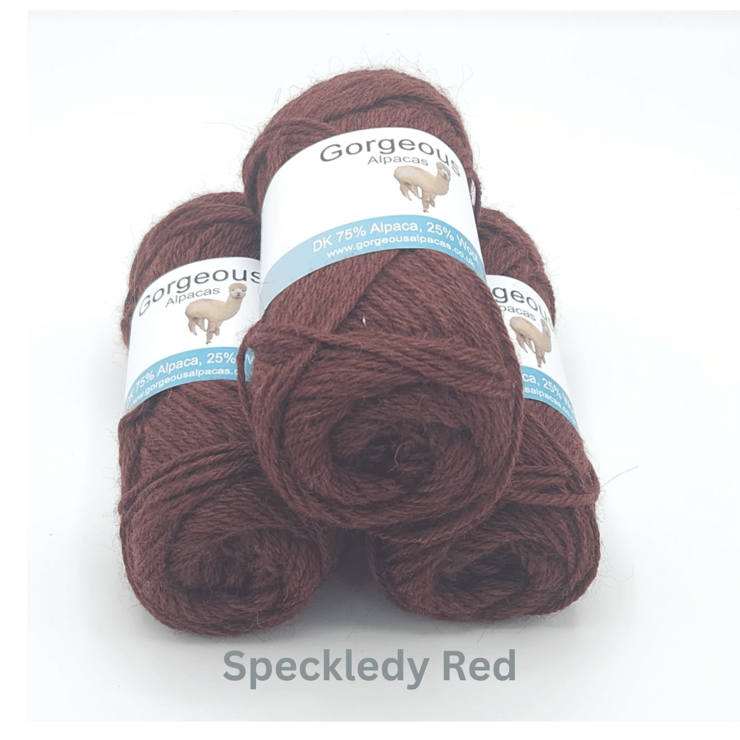 DK alpaca wool from British and Irish farms shown here in Speckledy Red