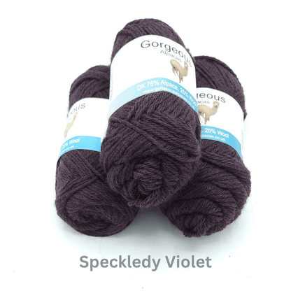 DK alpaca wool from British and Irish farms shown here in Speckledy Violet