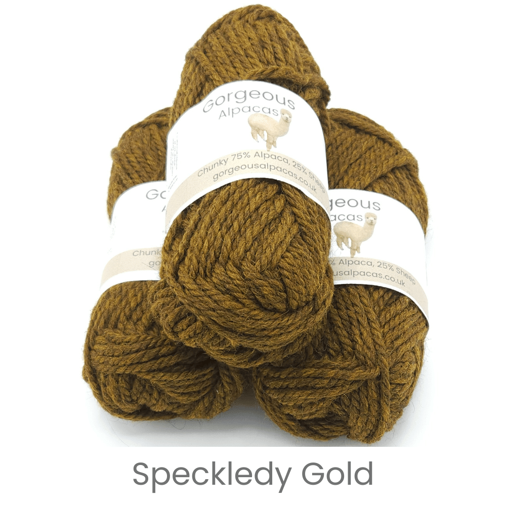 Chunky alpaca wool from British and Irish farms shown here in Speckledy Gold