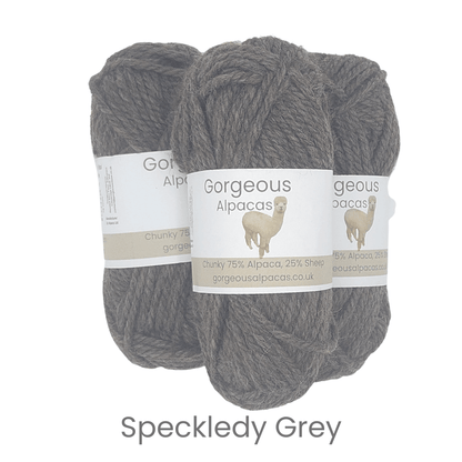 Chunky alpaca wool from British and Irish farms shown here in Speckledy Grey