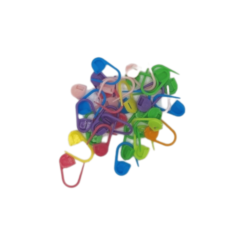 Plastic multi-coloured stitch markers for knitting and crochet