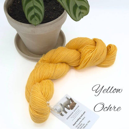 4ply sock yarn made with alpaca fleece from British and Irish alpaca farms in Yellow Ochre