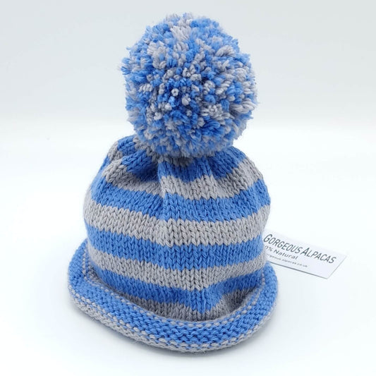 Bespoke Hat for Newborn to 3-years old - Sky Blue and Silver